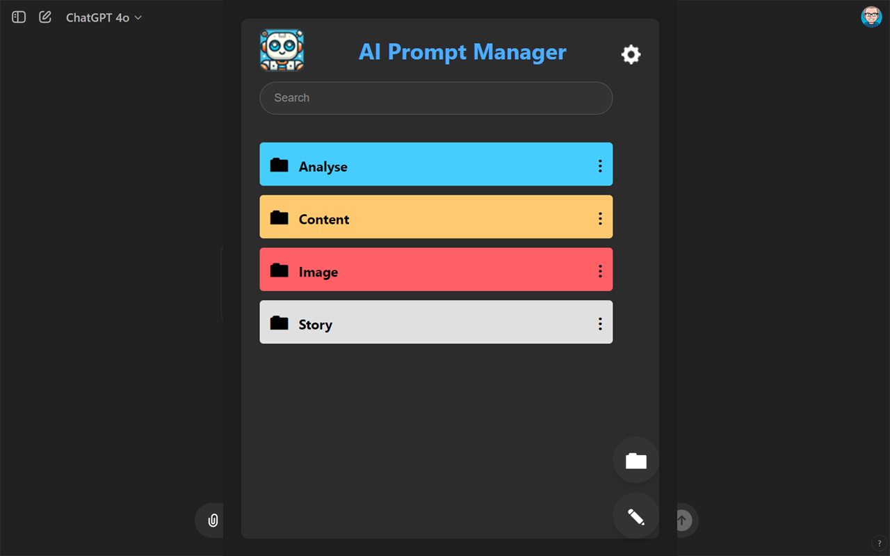 Main Menu of AI Prompt Manager